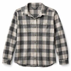 Natural Reflections Womens Gray Plaid Flannel Button Down Shirt Size S Small